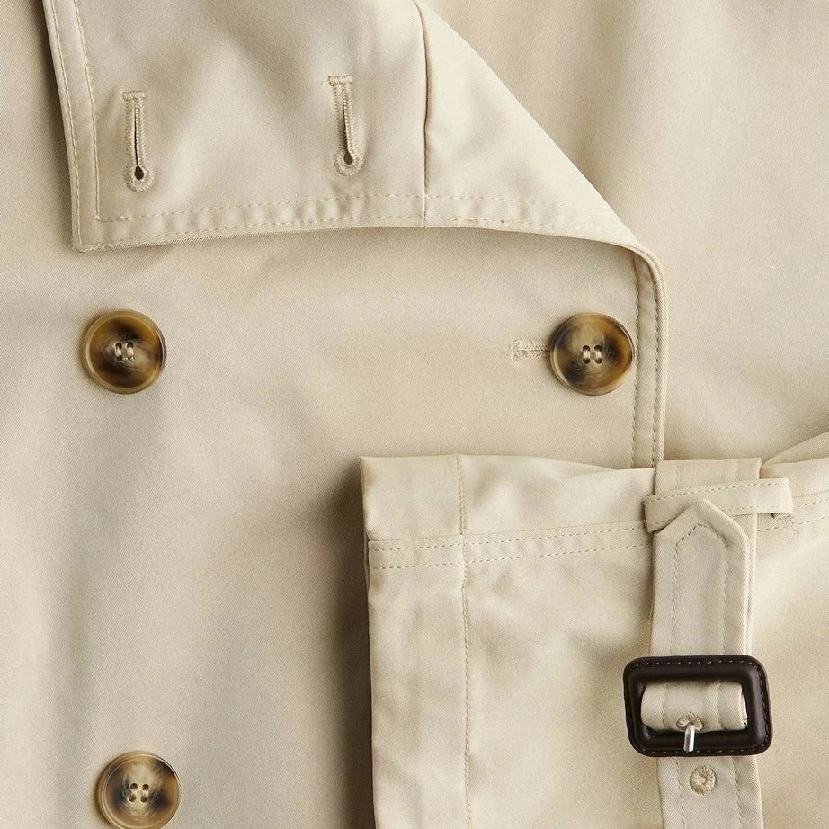 Trench-coat femme col montant ceinture nouée