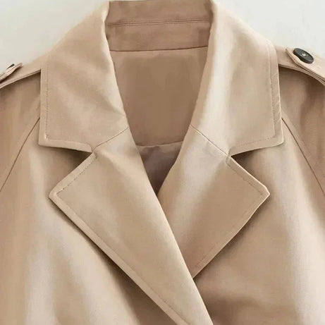 Trench court beige femme manches longues élégantes