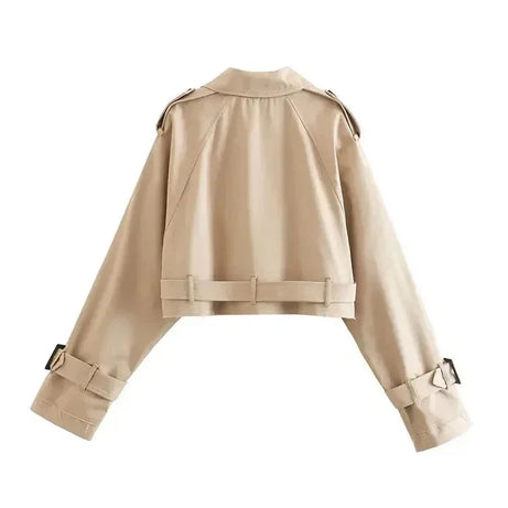 Trench court beige femme manches longues élégantes