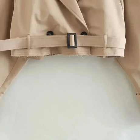 Trench court beige femme manches longues élégantes