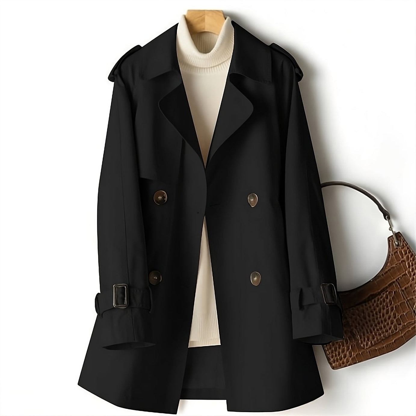 Schlichte zweireihige Trenchjacke