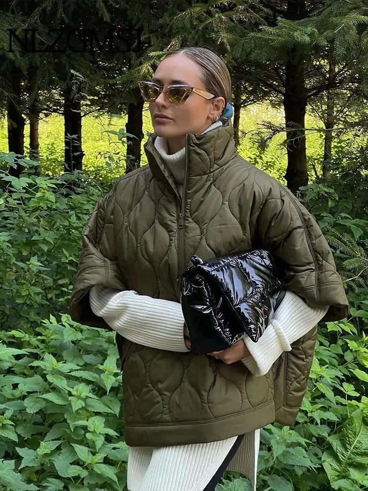 Veste ample matelassée femme couleur vert olive