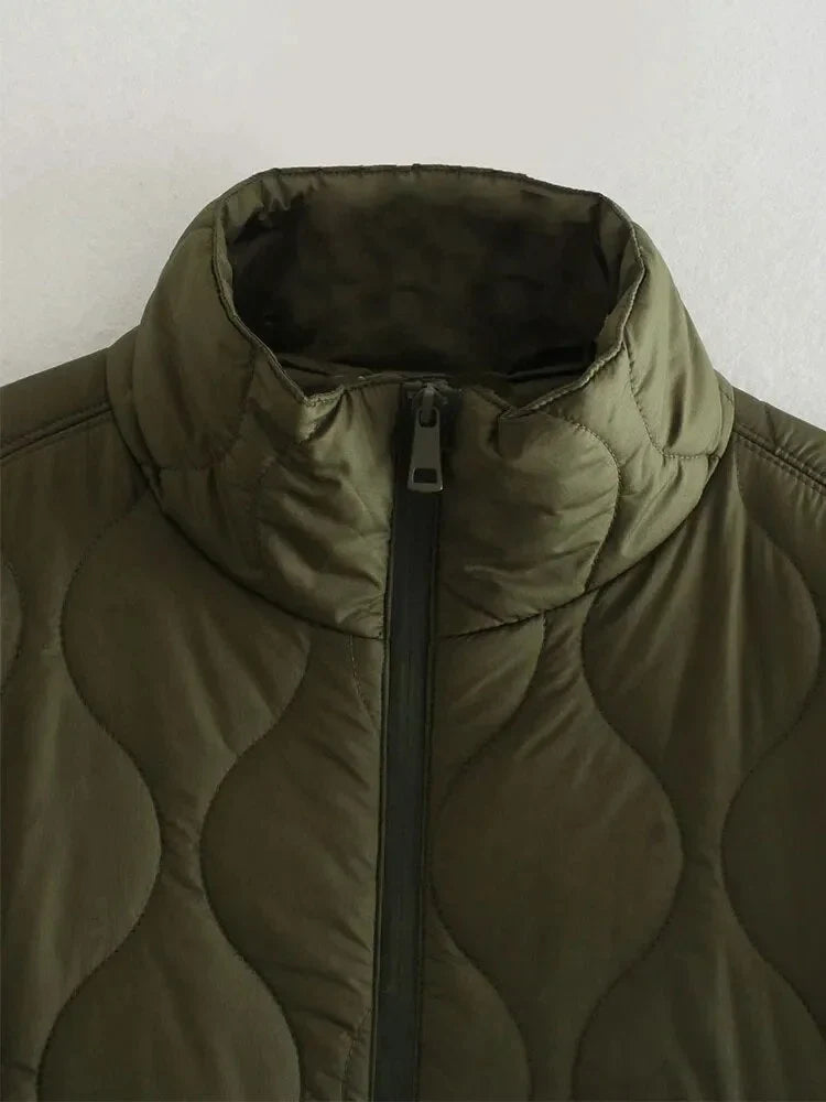 Veste ample matelassée femme couleur vert olive