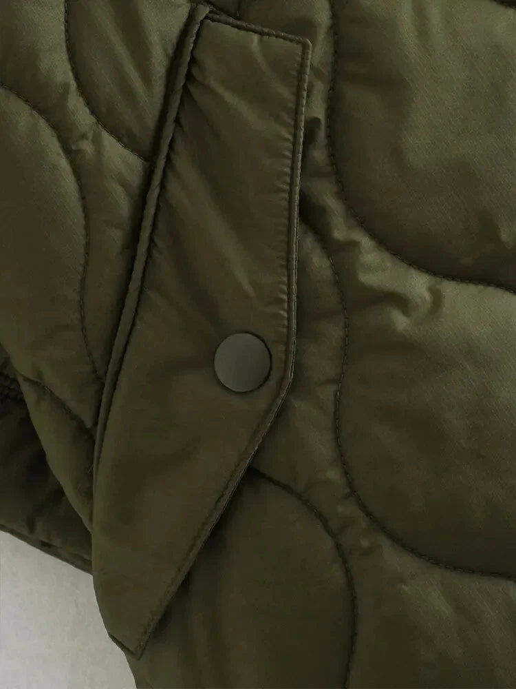 Veste ample matelassée femme couleur vert olive