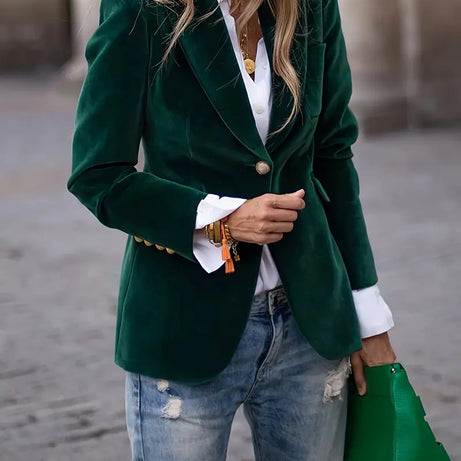 Veste Blazer Femme - Velours Doux | Coupe Cintrée | Élégance Intemporelle