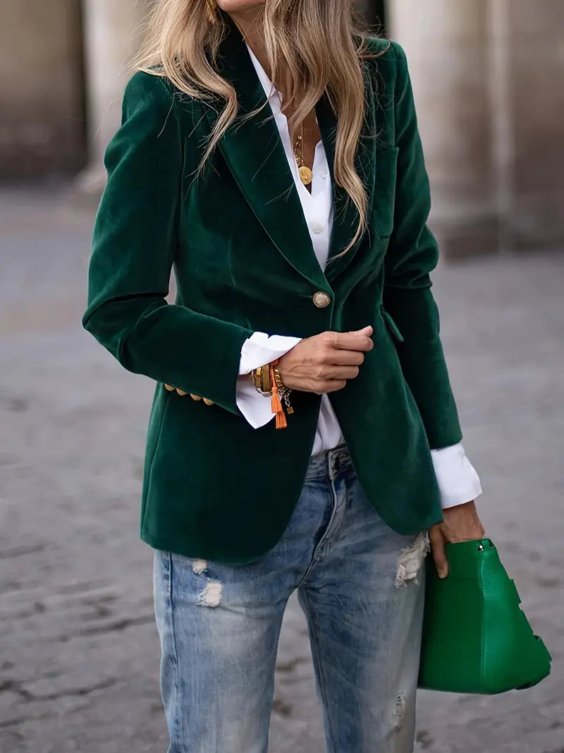 Veste Blazer Femme - Velours Doux | Coupe Cintrée | Élégance Intemporelle