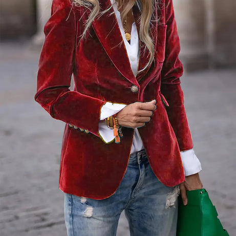 Veste Blazer Femme - Velours Doux | Coupe Cintrée | Élégance Intemporelle