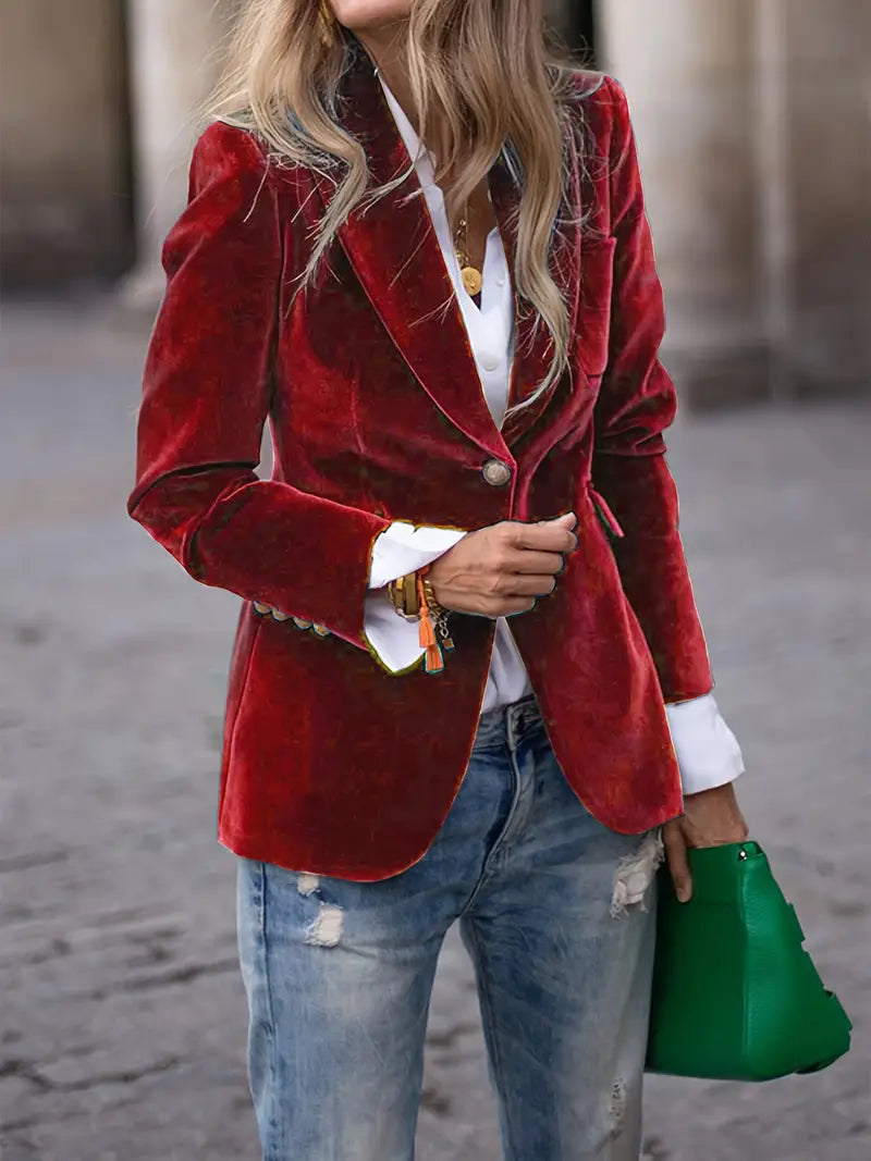 Veste Blazer Femme - Velours Doux | Coupe Cintrée | Élégance Intemporelle