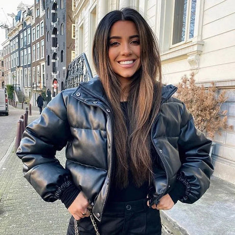 Doudoune d'hiver pour femme avec capuche et fermeture à glissière