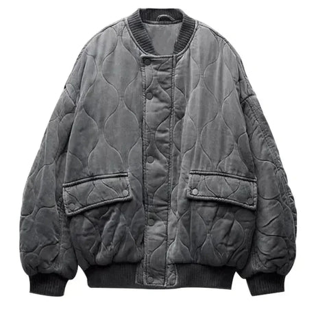 Veste bomber femme oversize matelassée avec boutons-pression