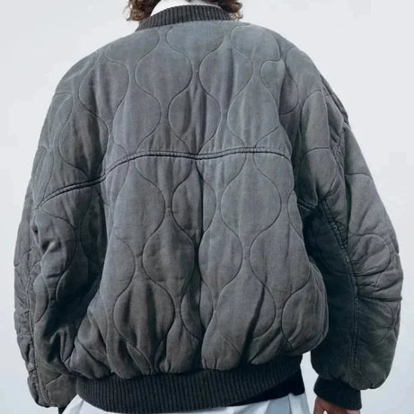 Veste bomber femme oversize matelassée avec boutons-pression