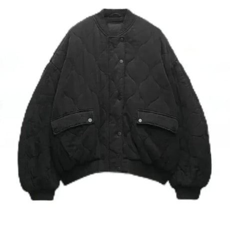 Veste bomber femme oversize matelassée avec boutons-pression