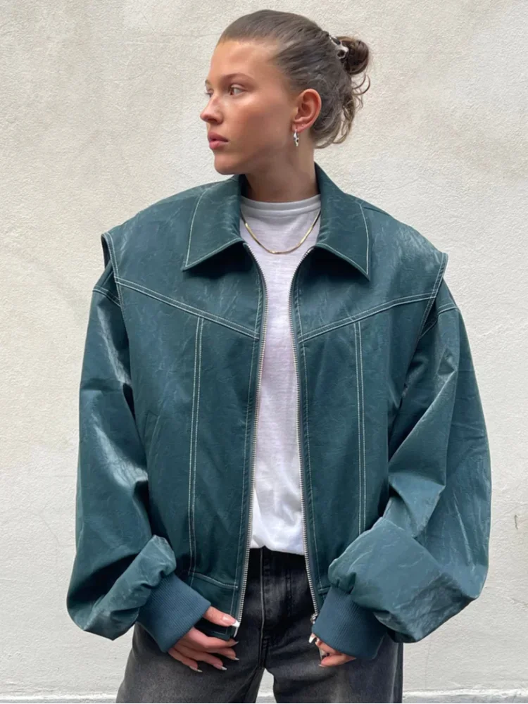 Veste bomber oversize femme à fermeture éclair