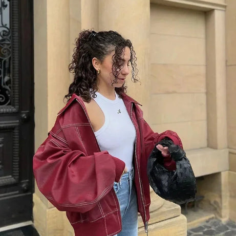 Veste bomber oversize femme à fermeture éclair