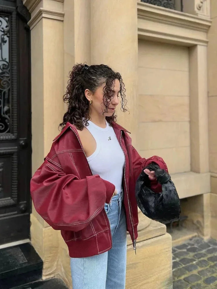 Veste bomber oversize femme à fermeture éclair