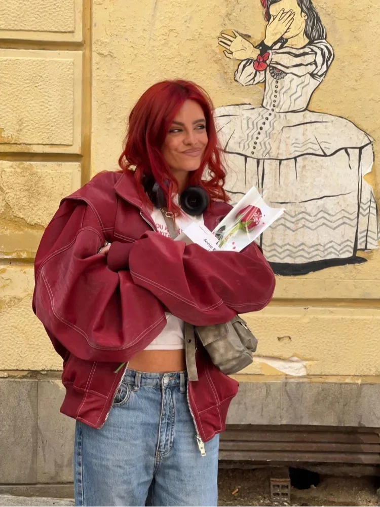 Veste bomber oversize femme à fermeture éclair