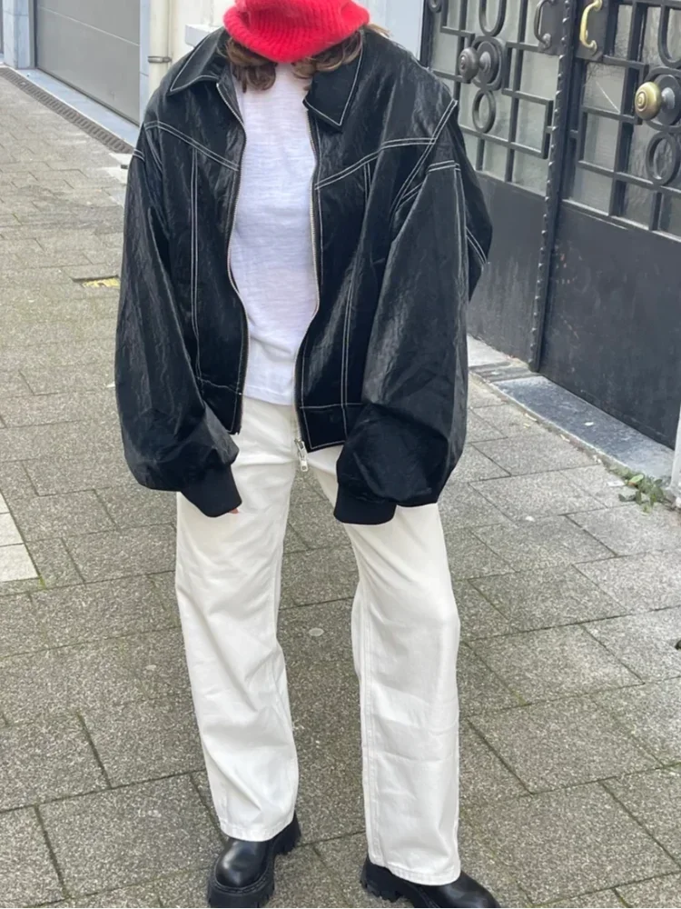 Veste bomber oversize femme à fermeture éclair