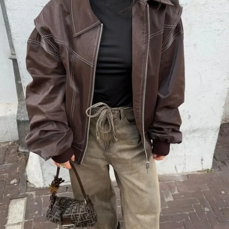 Veste bomber oversize femme à fermeture éclair