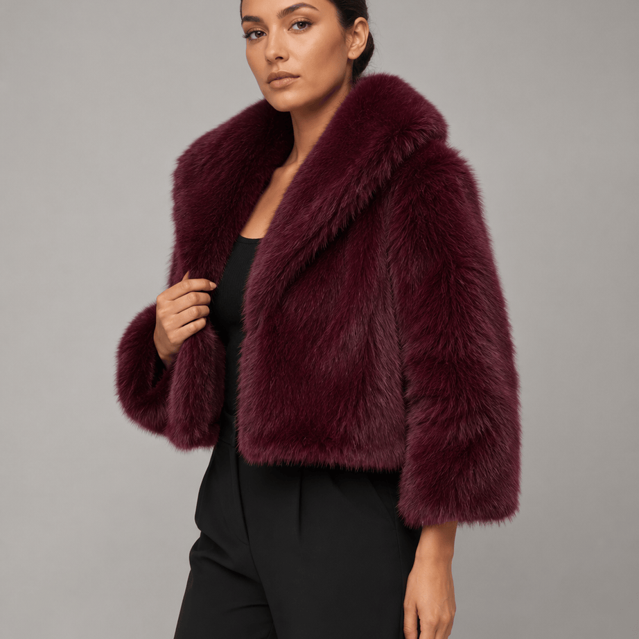 Veste Courte Fausse Fourrure Femme | Col Cranté