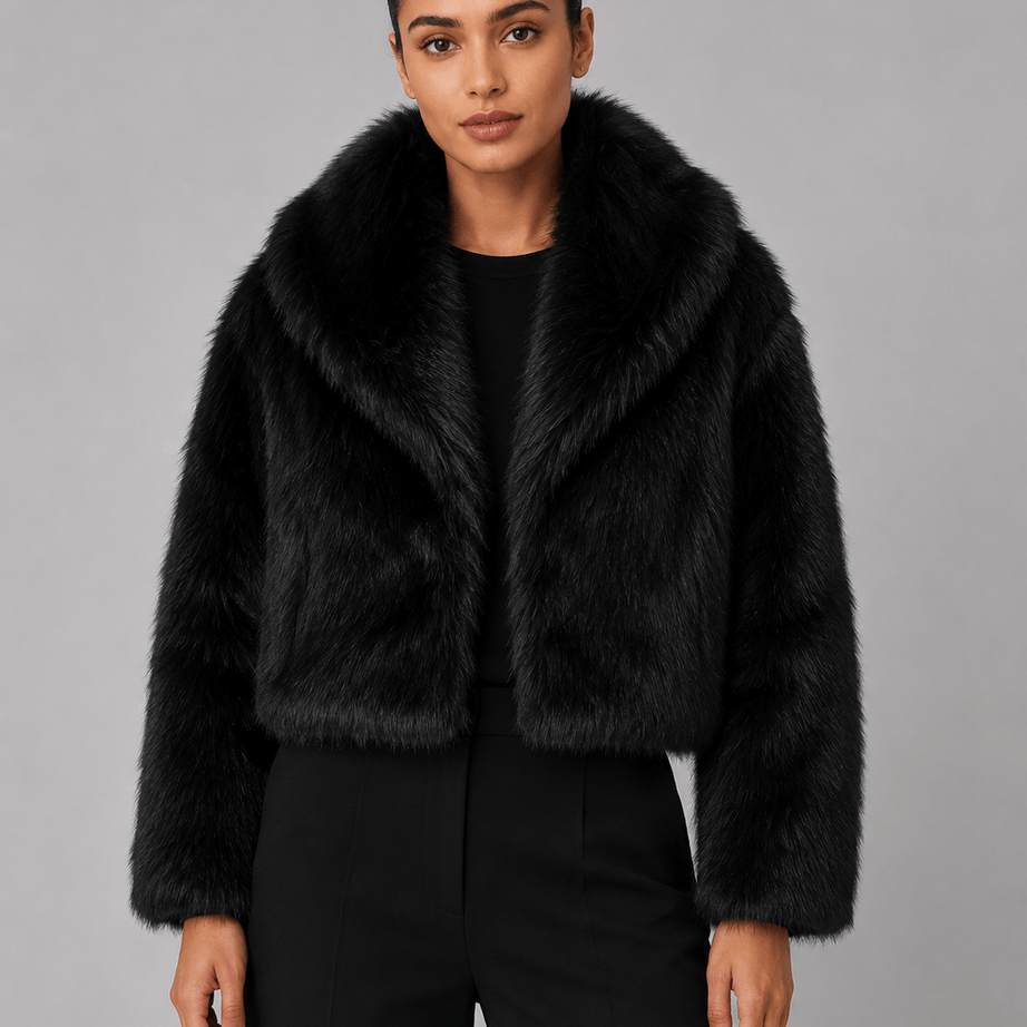 Veste Courte Fausse Fourrure Femme | Col Cranté