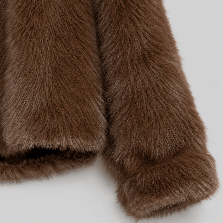 Veste Courte Fausse Fourrure Femme | Col Cranté