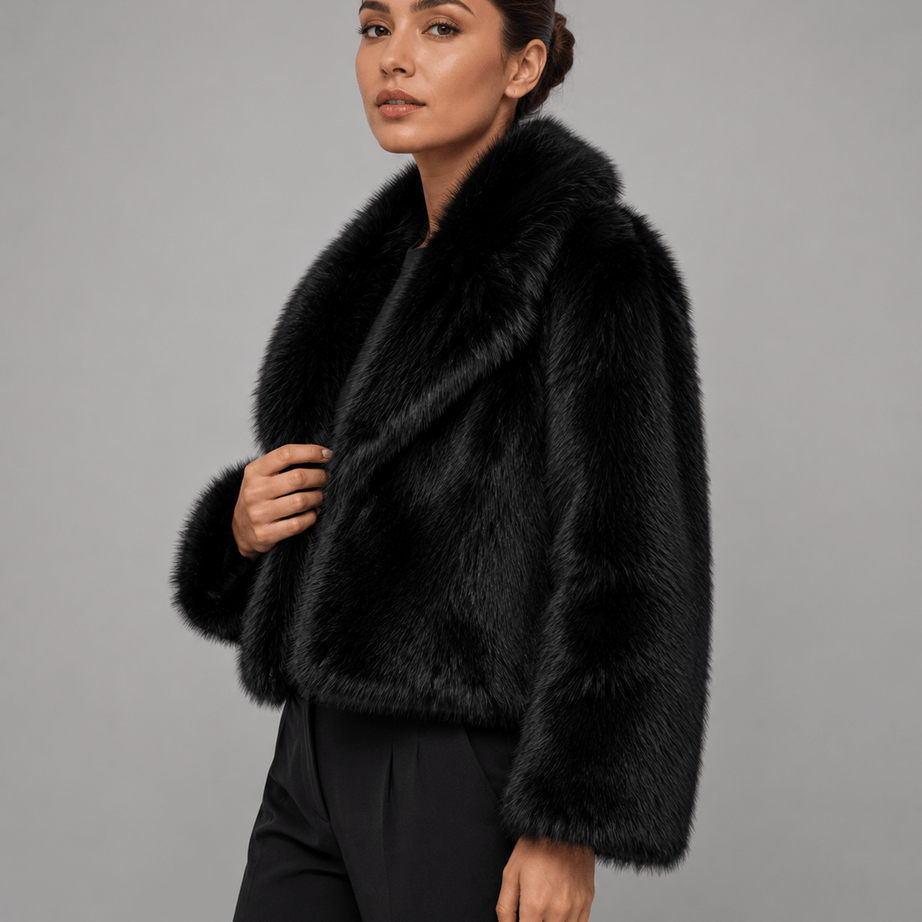 Veste Courte Fausse Fourrure Femme | Col Cranté