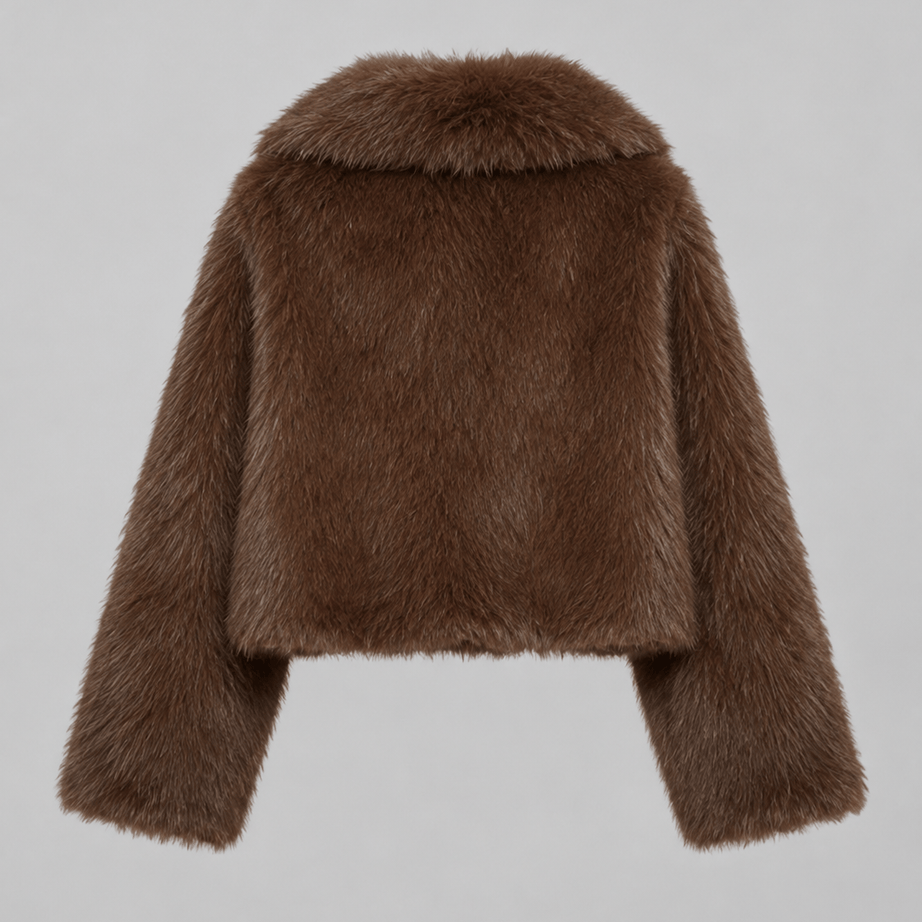 Veste Courte Fausse Fourrure Femme | Col Cranté