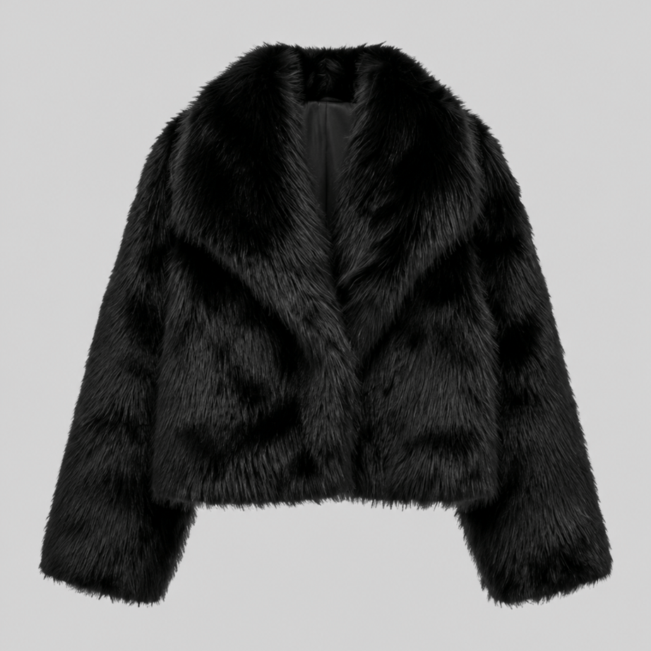 Veste Courte Fausse Fourrure Femme | Col Cranté
