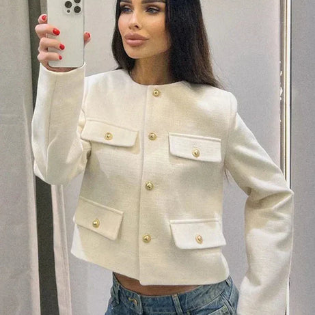Veste Croisée Boutonnée Femme - Élégance Sophistiquée