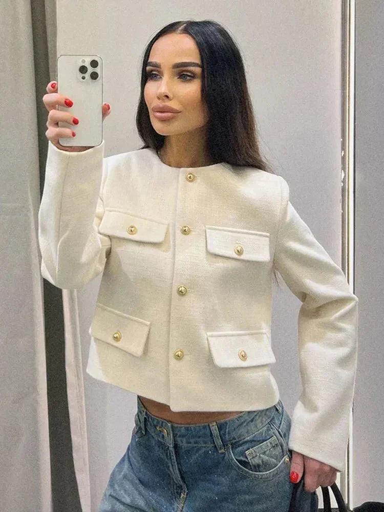 Veste Croisée Boutonnée Femme - Élégance Sophistiquée