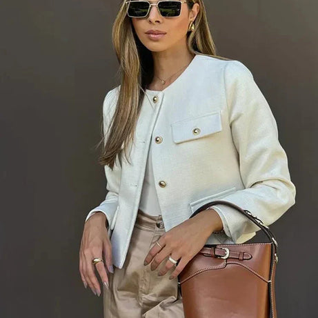 Veste Croisée Boutonnée Femme - Élégance Sophistiquée