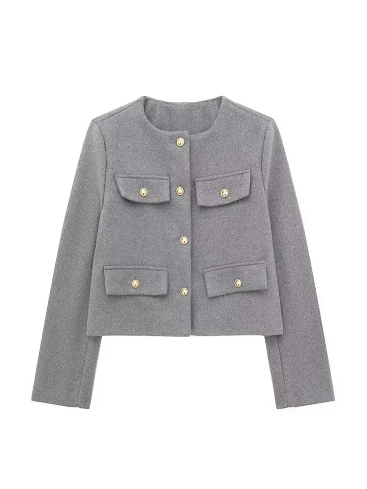 Veste Croisée Boutonnée Femme - Élégance Sophistiquée