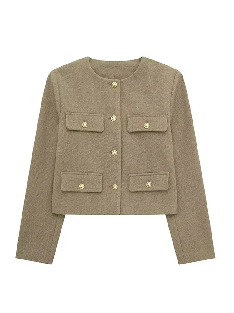 Veste Croisée Boutonnée Femme - Élégance Sophistiquée