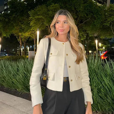 Veste Croisée Boutonnée Femme - Élégance Sophistiquée