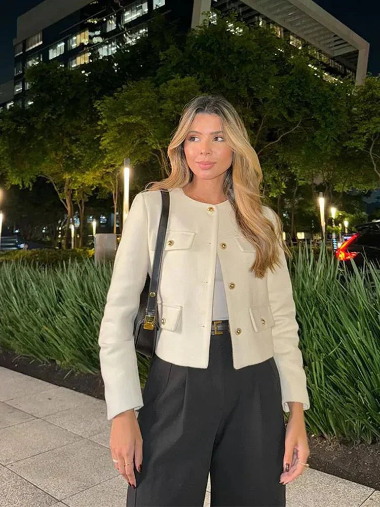 Veste Croisée Boutonnée Femme - Élégance Sophistiquée
