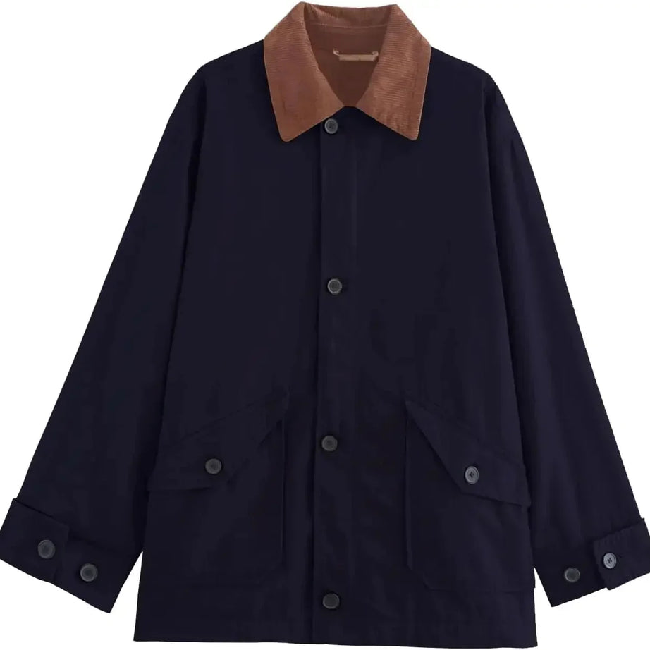 Veste de mi-saison femme à col en velours côtelé