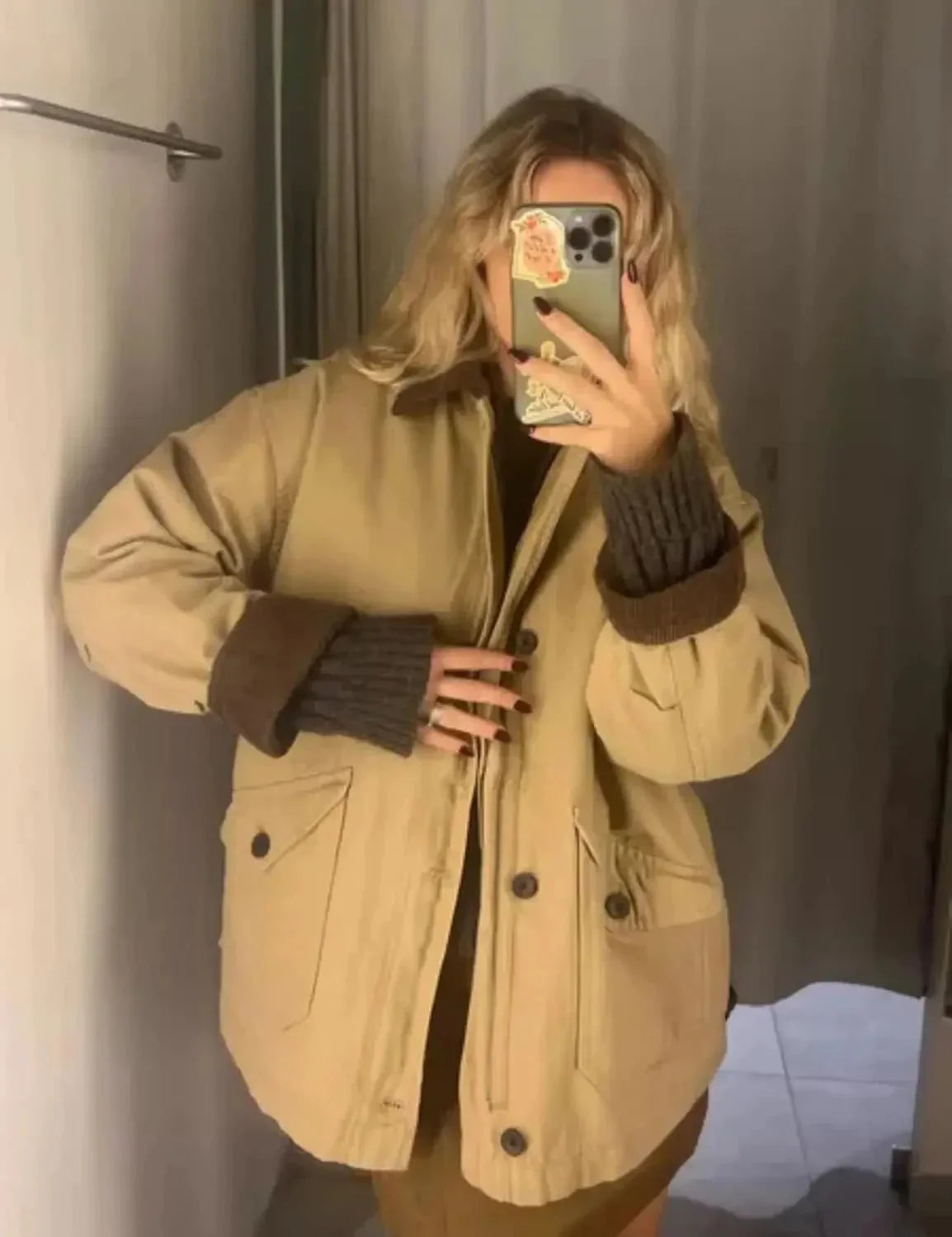 Veste de mi-saison femme à col en velours côtelé