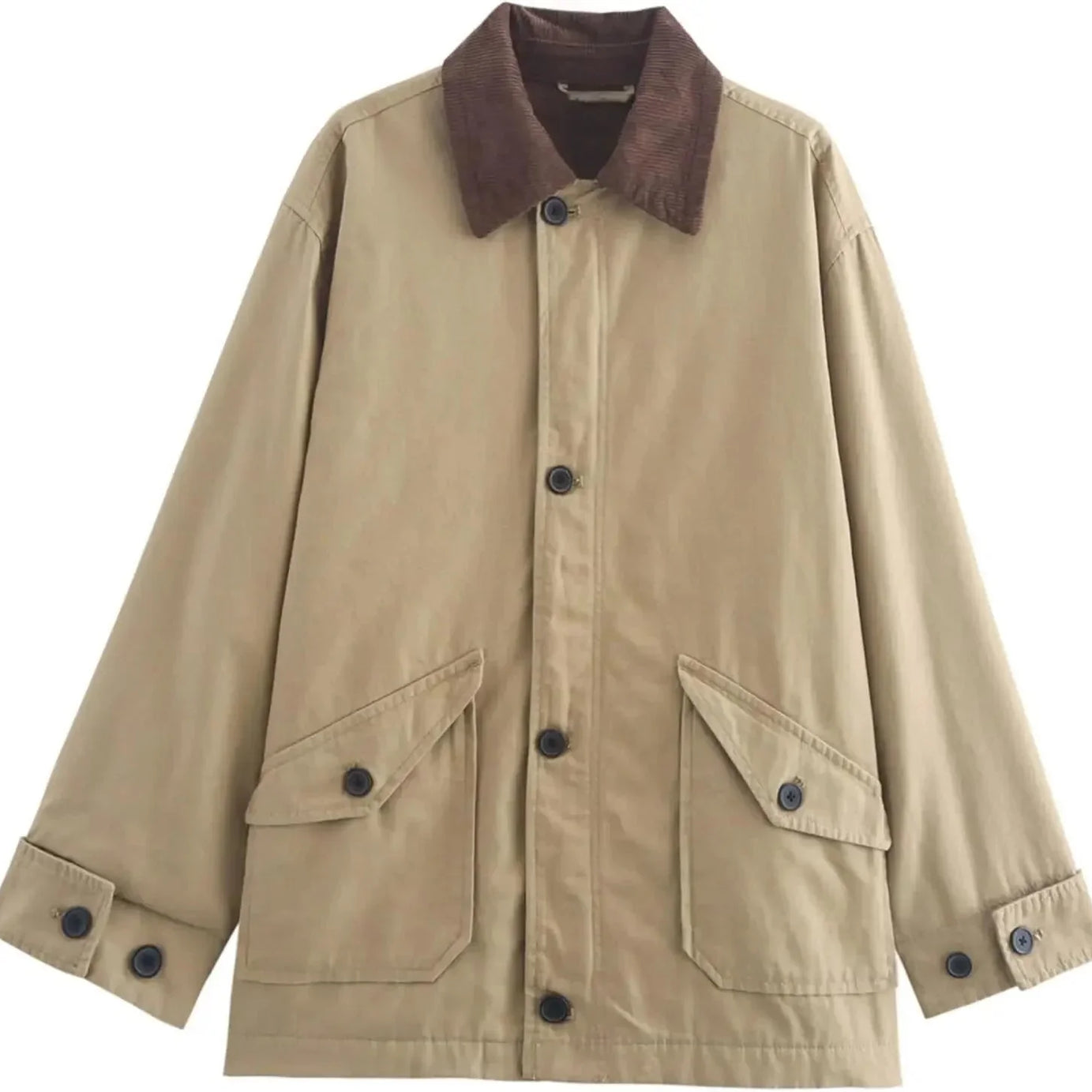 Veste de mi-saison femme à col en velours côtelé