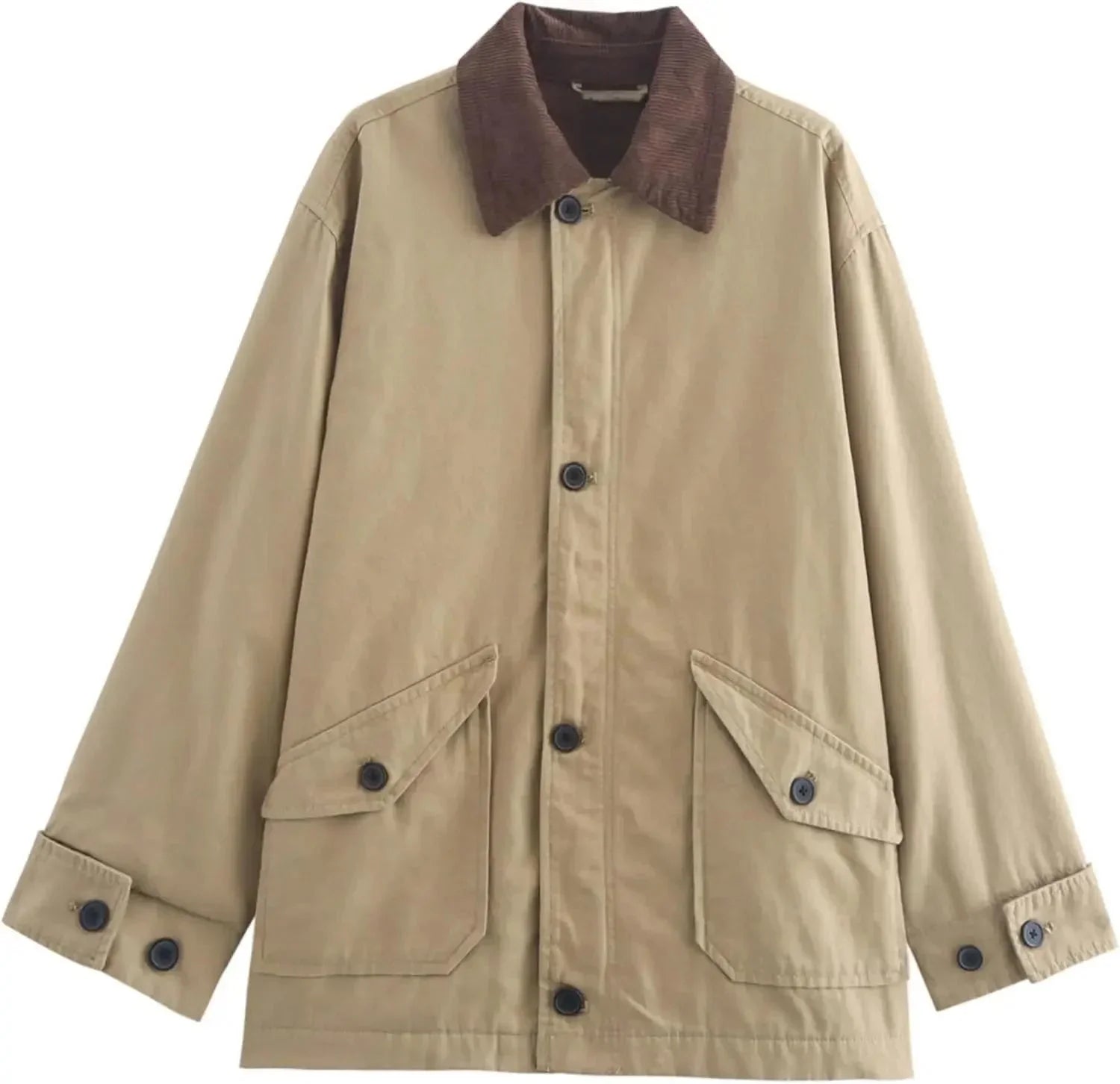 Veste de mi-saison femme à col en velours côtelé