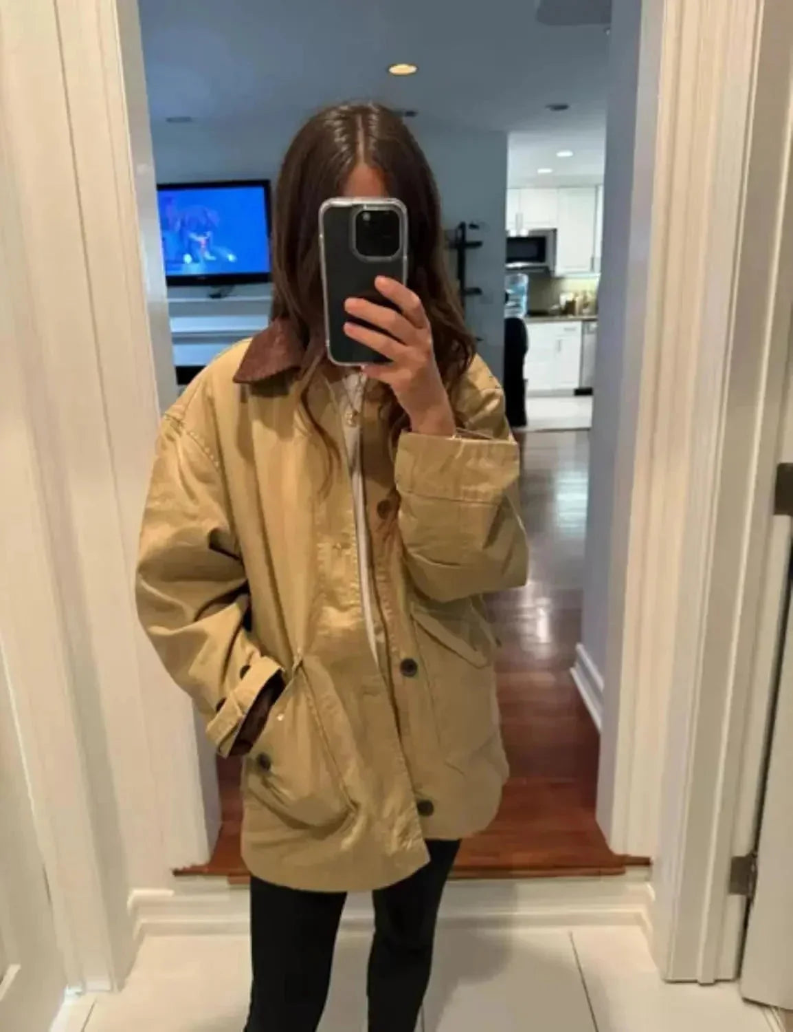 Veste de mi-saison femme à col en velours côtelé