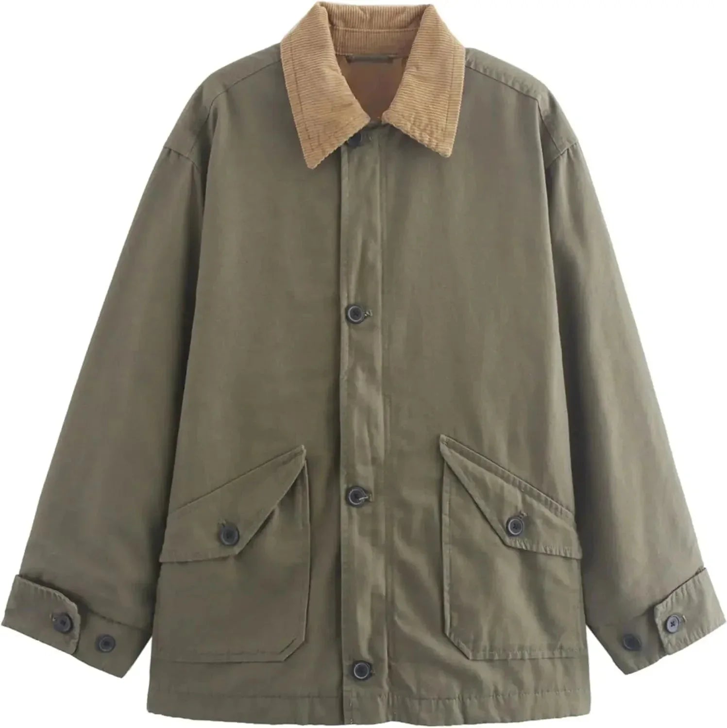 Veste de mi-saison femme à col en velours côtelé