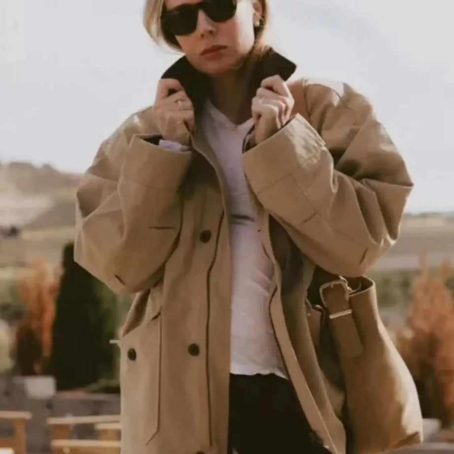 Veste de mi-saison femme à col en velours côtelé
