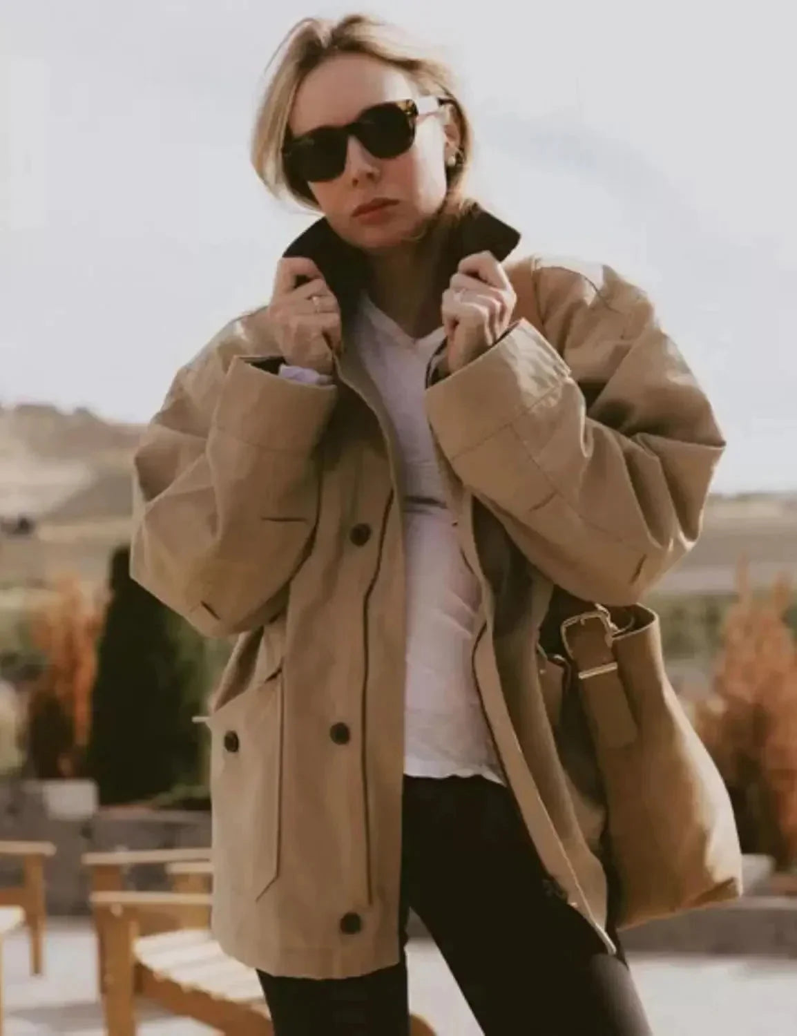 Veste de mi-saison femme à col en velours côtelé