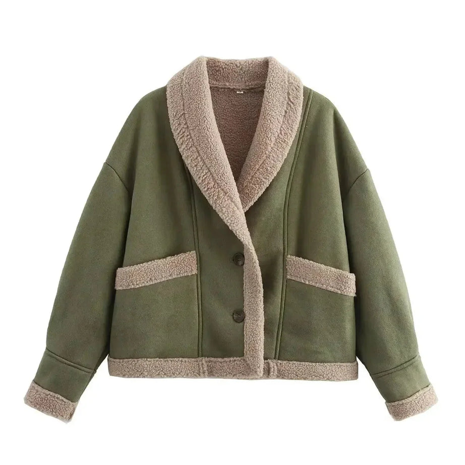 Veste d'hiver femme imitation suède avec doublure chaude