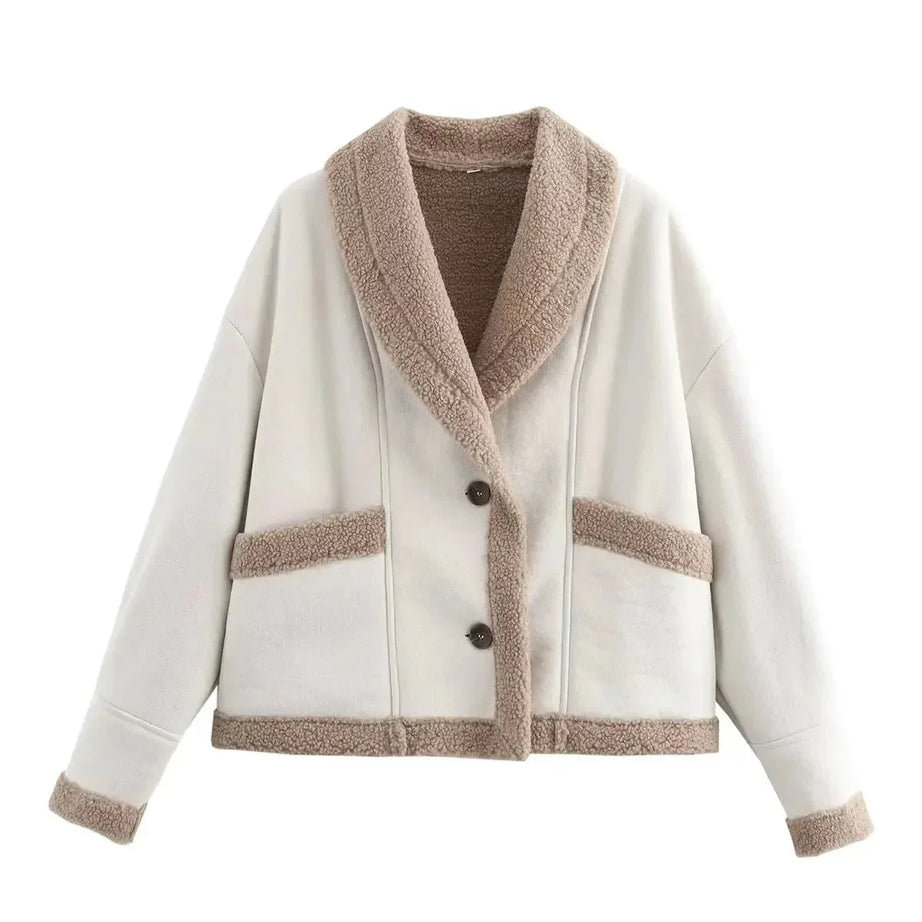 Veste d'hiver femme imitation suède avec doublure chaude