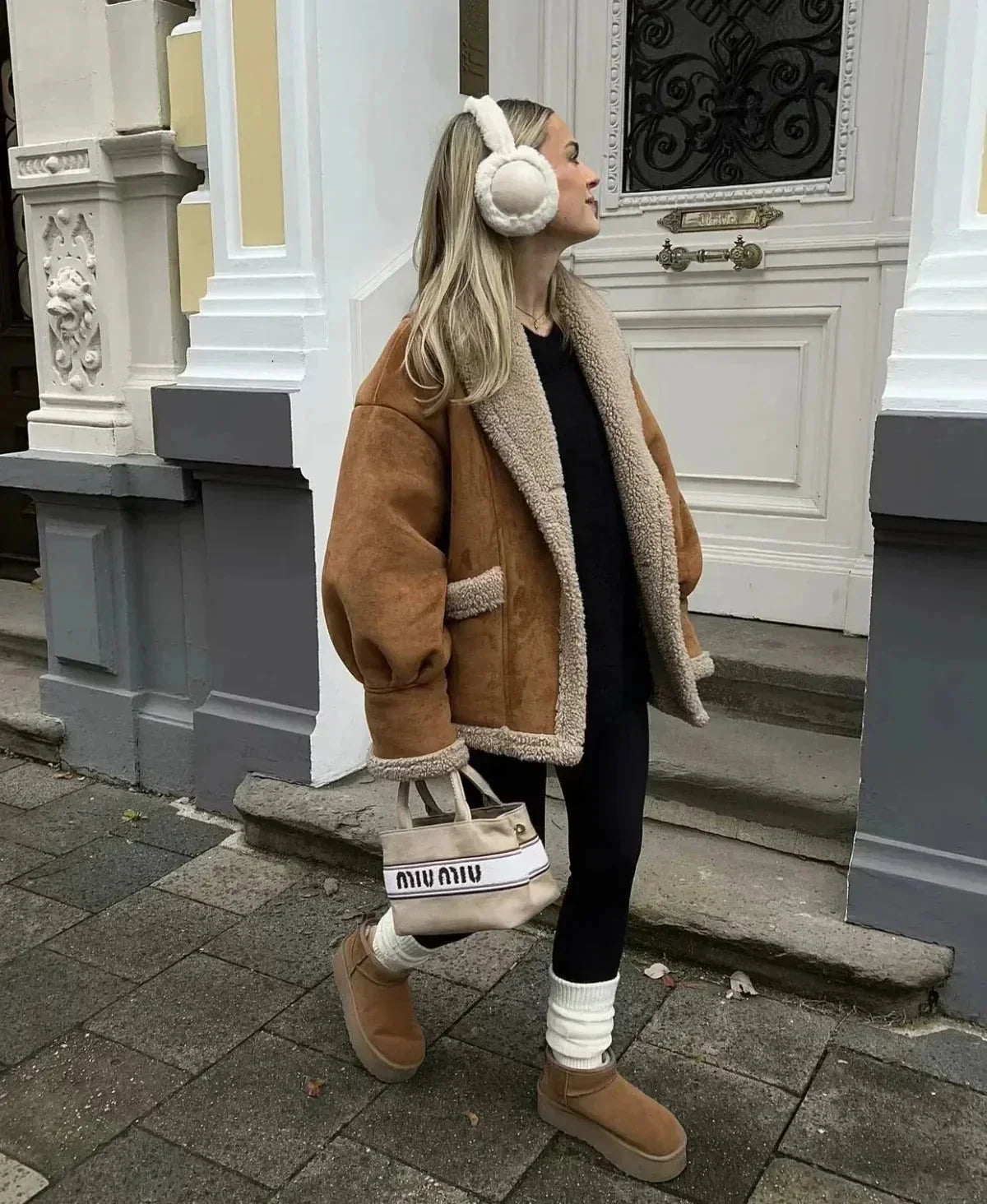 Veste d'hiver femme imitation suède avec doublure chaude