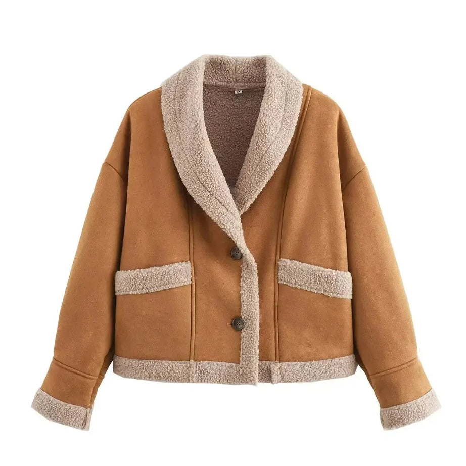 Veste d'hiver femme imitation suède avec doublure chaude