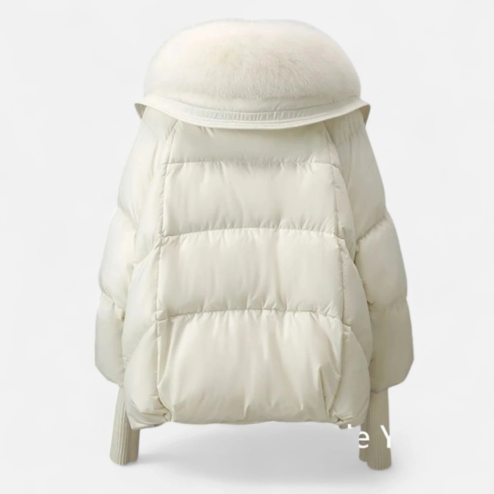 Veste femme avec col en fausse fourrure et manches côtelées