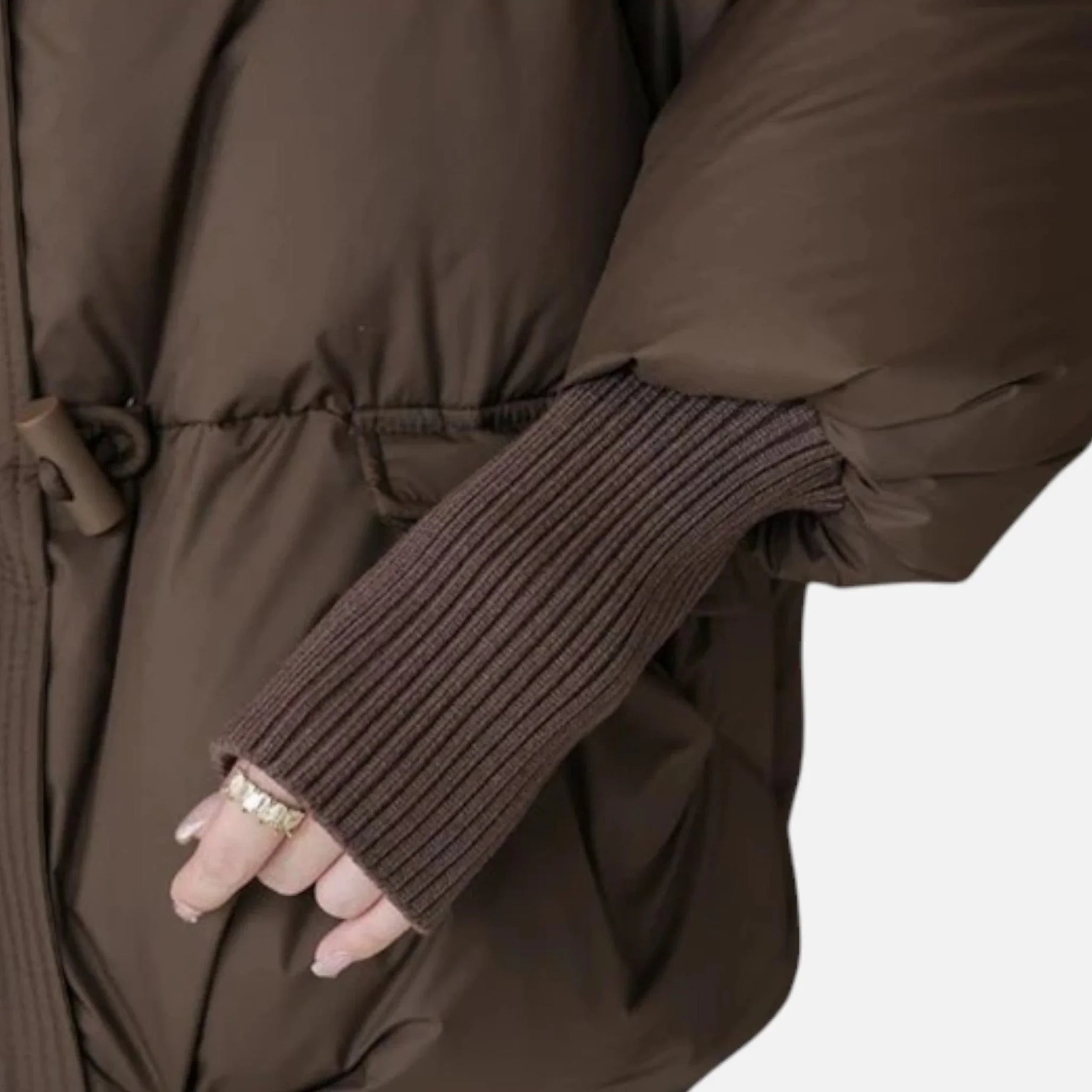 Veste femme avec col en fausse fourrure et manches côtelées