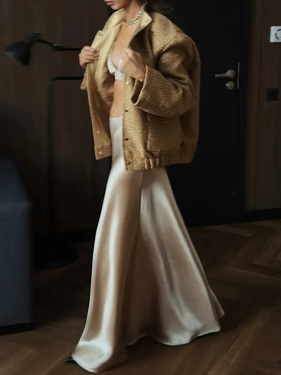 Veste femme chic à paillettes et coupe élégante